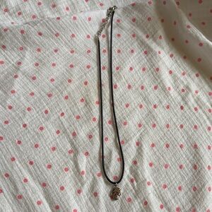 Black Necklace with Ed Hardy Silver Skull Pendant